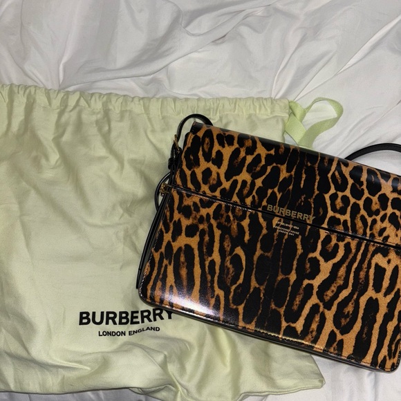 Burberry Handbags - Burberry Tan and Black Leopard Shoulder Bag